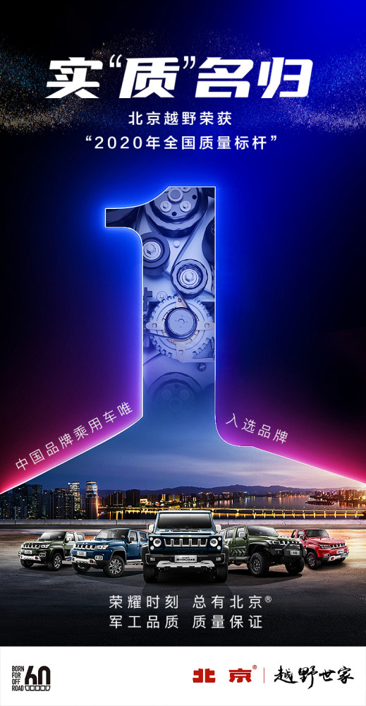 北京越野|登顶CACSI后再夺魁 北京越野成中国乘用车品牌唯一“全国质量标杆”