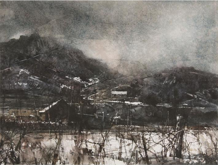 《冻云锁雪 25 x 35cm《傲雪凌霜 25 x 53cm《寂 50 x 70cm《霁