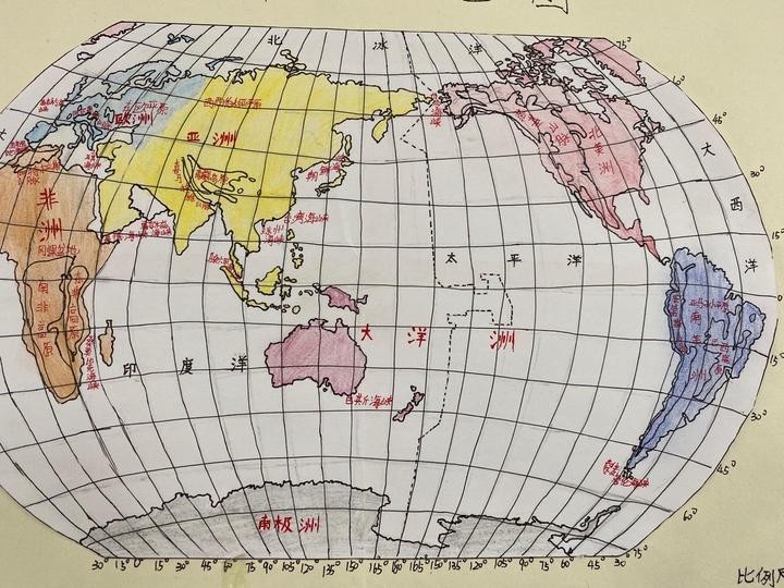 衢州一中学初一新生第一次地理作业:手绘一幅世界地图_腾讯新闻