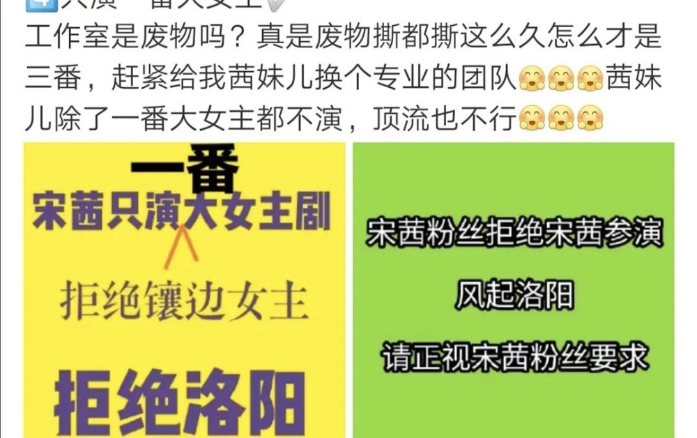 宋茜|宋茜粉丝急了，不满《风起洛阳》是三番女主，下场撕番王一博