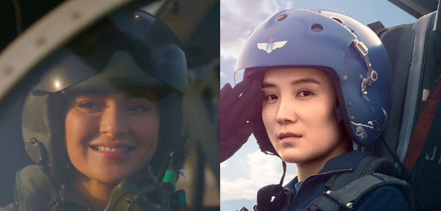 影片中英姿飒爽的女飞行员,让人想起小宋佳在《我和我的祖国》之