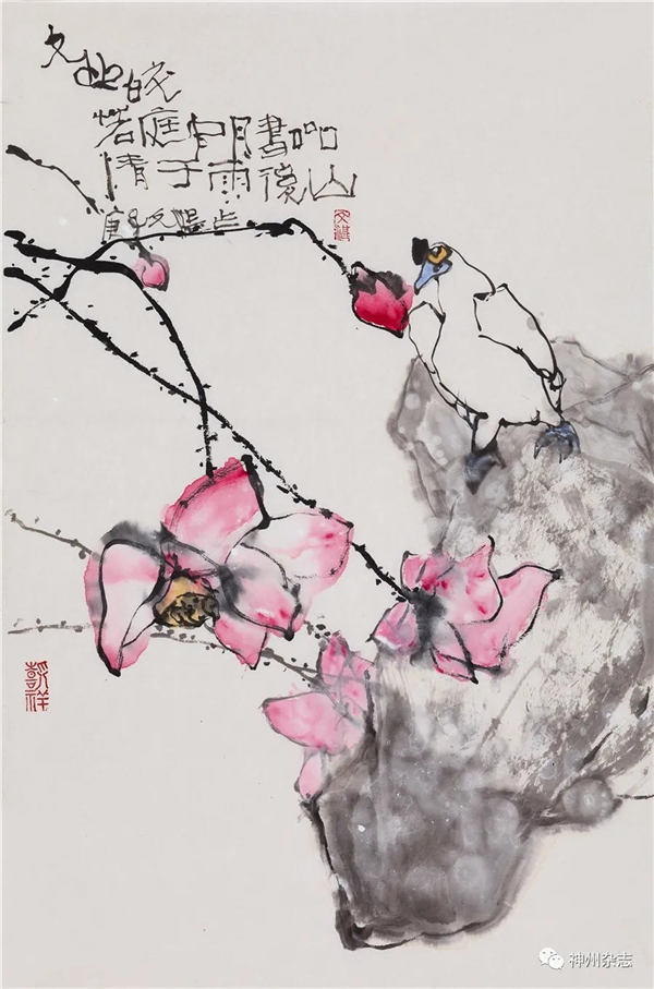 访著名画家江文湛墨色韵致花鸟无双