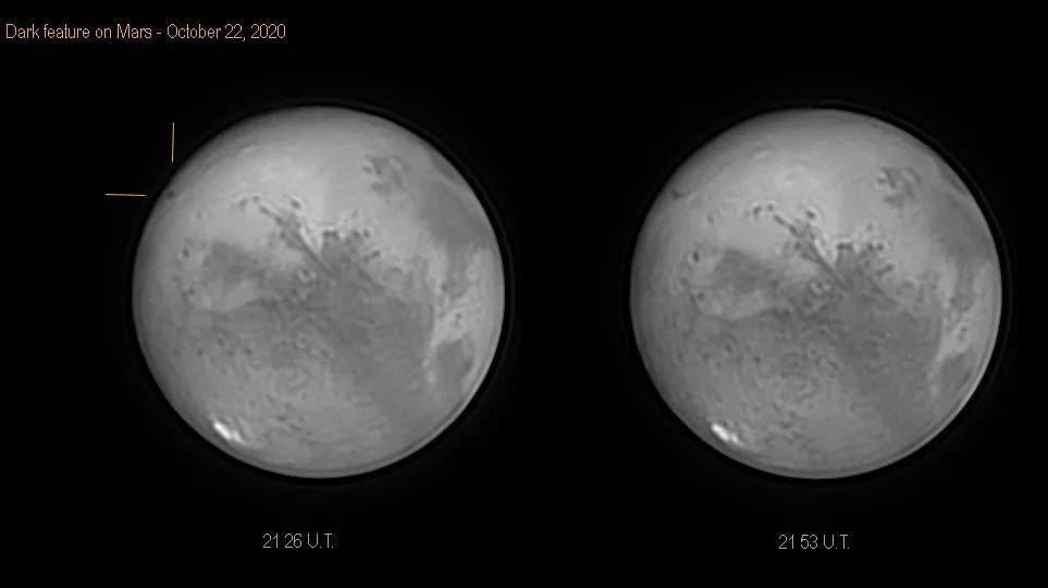 火星|持续40分钟后消失！一暗条纹现身火星死火山上空，不是首次发现