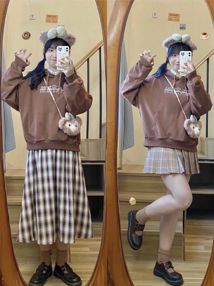 学生党初秋日系甜美风微胖穿搭