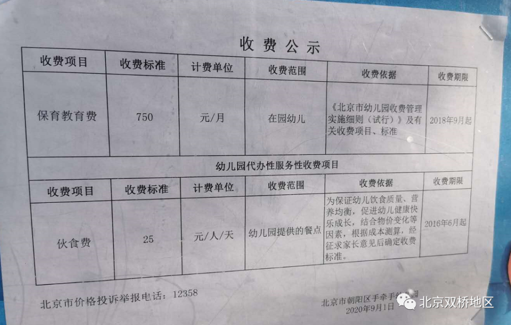 幼儿园|最新一手资料出炉 北京双桥各幼儿园资费标准大汇总