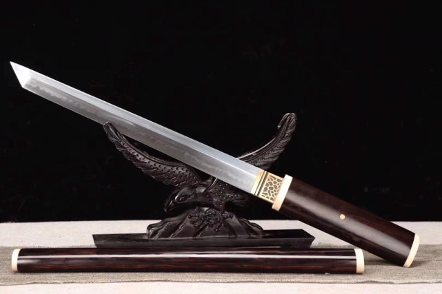 黑檀木小唐刀,手工锻造,古法工艺