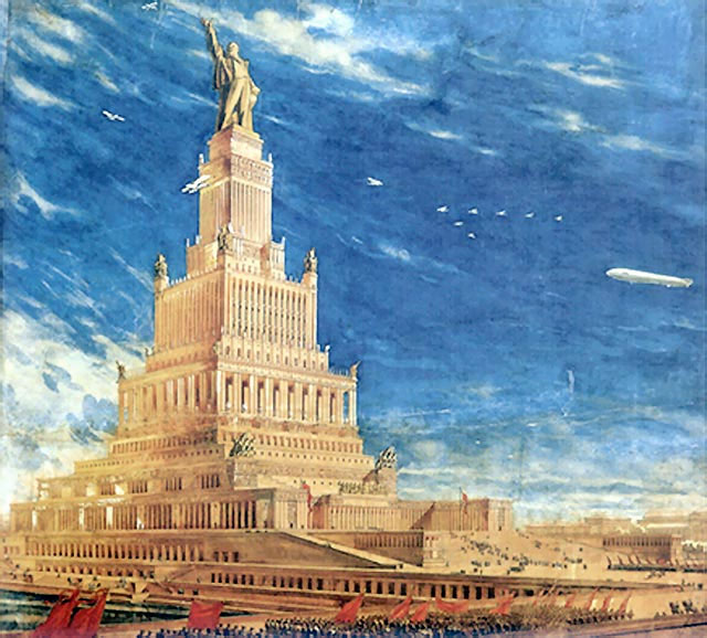 并指明了战后苏联建筑的方向如果建成,这是比埃菲尔铁塔,纽约帝国大厦