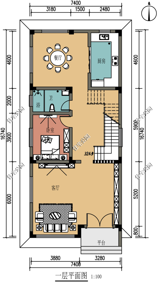 7米面宽怎么建农村别墅?看看这套户型,挑空客厅,健身房全都有