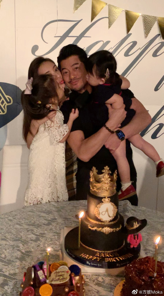 郭富城|超幸福！郭富城55岁生日，方媛带俩女儿亲爸爸，一家四口好有爱