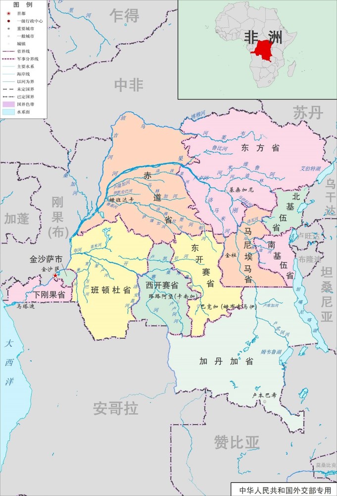 刚果(金)行政区划图