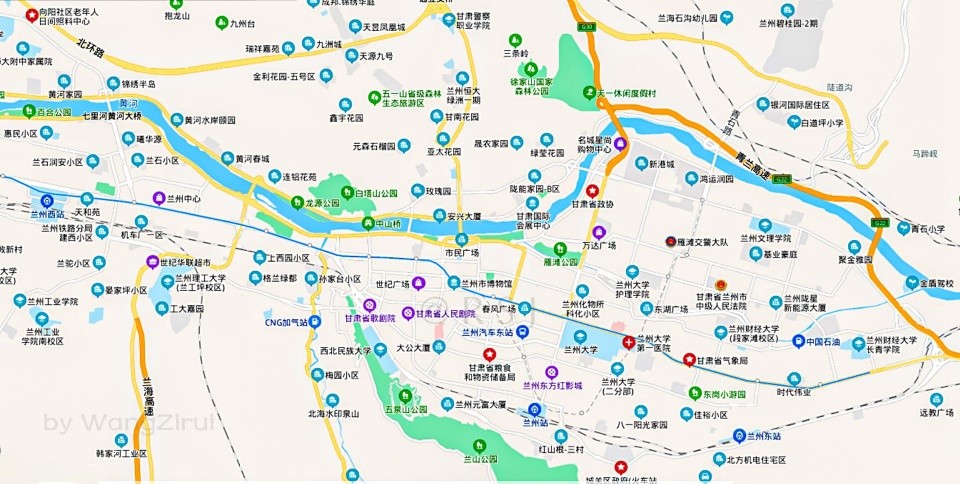 航拍兰州黄河唯一穿城而过的省会城市流经市区475公里