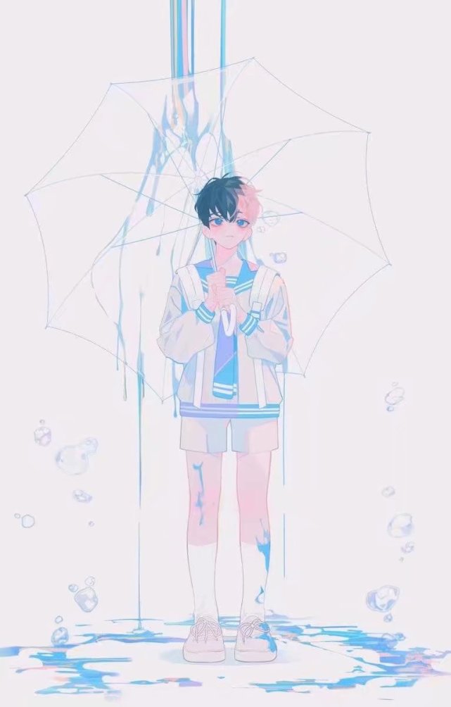 治愈系男孩特色画风动漫美图 同样的白毛 两极化的性格 动漫美图 漫画 漫画家 二次元