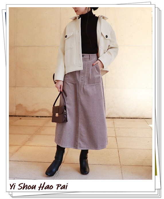 灯芯绒半身裙怎么穿?24种日系搭配推荐,营造温暖女人味