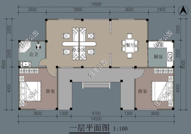 15米寬10米深兩側不能開窗的一層農村自建房如何設計