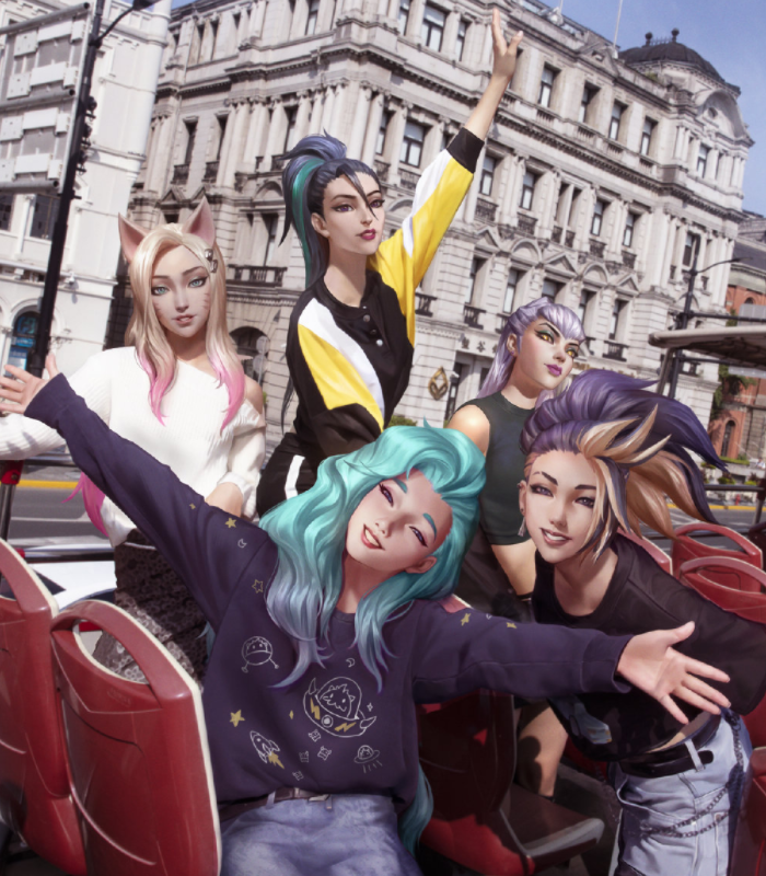 lol玩家街头偶遇kda女团成员们现身上海街头芬妮阿卡丽表情亮了