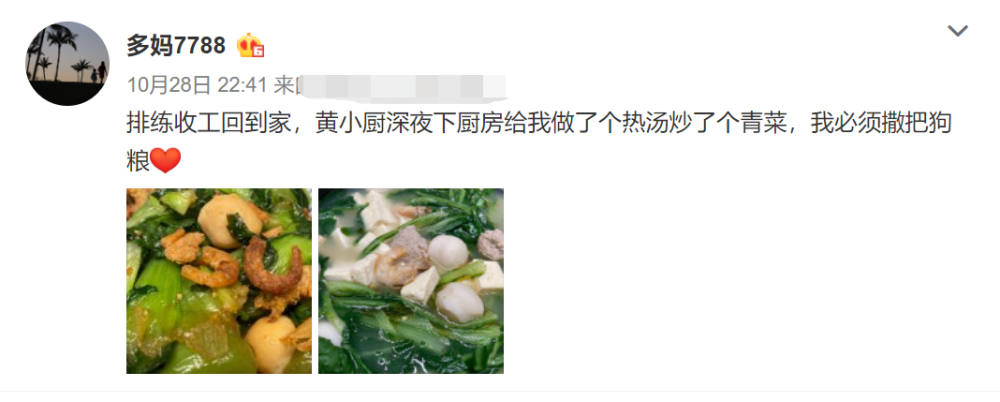 黄磊|孙莉深夜上线发文“我必须撒把狗粮”，看到黄磊宠妻做法，感动哭了