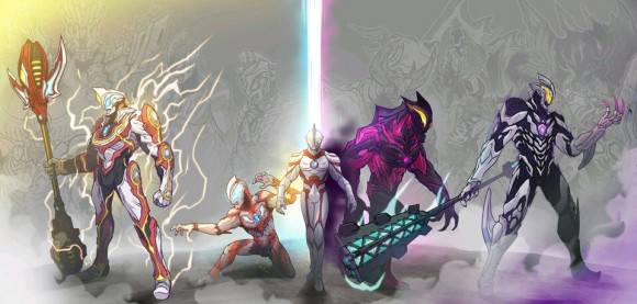 奥特曼黑田大神的绘制:风马伽古拉并肩作战,泰迦一家造型瞩目!