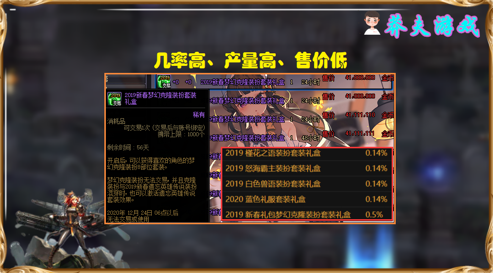 【最便宜的高级时装套】:2019新春礼包梦幻克隆装扮套装礼盒!