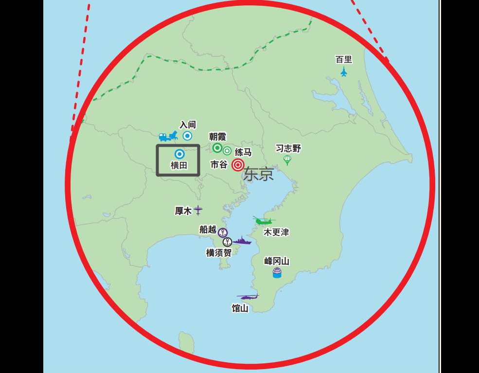 横田基地距离山东半岛大概1500公里横田基地驻日美军第374空运联队