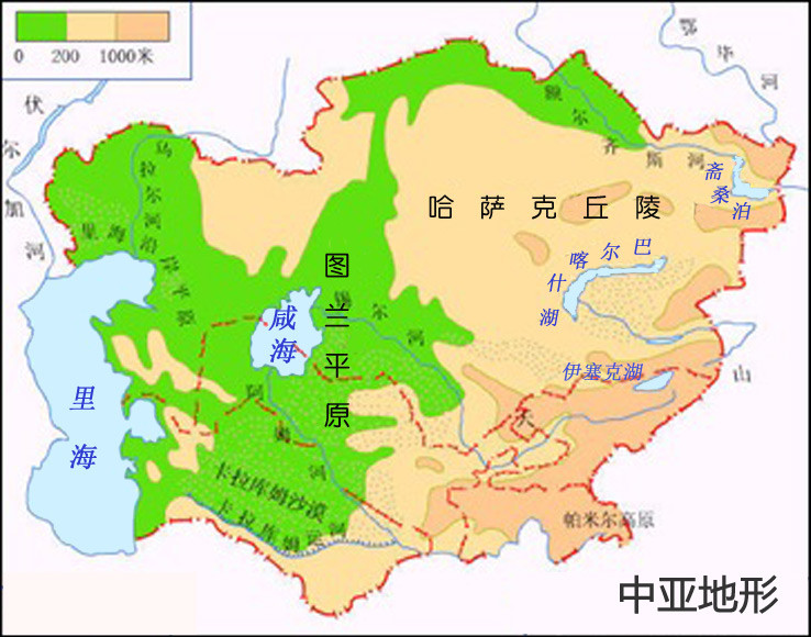 中亚地形图简图图片