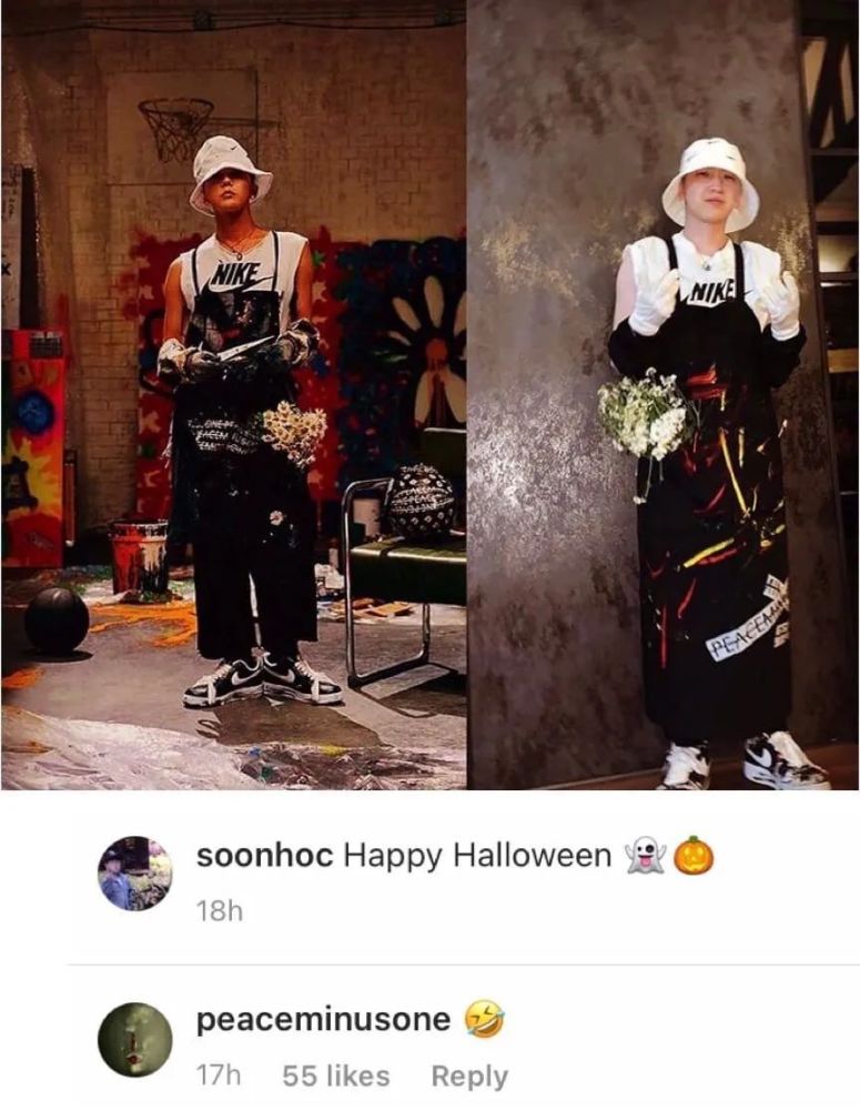 太搞笑了最新权志龙回复蠢浩ins万圣节打扮