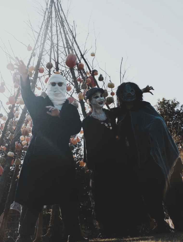 董花花|董花花参加万圣节party，蒋凡罕见陪妻子出席，扮粉恐龙超可爱