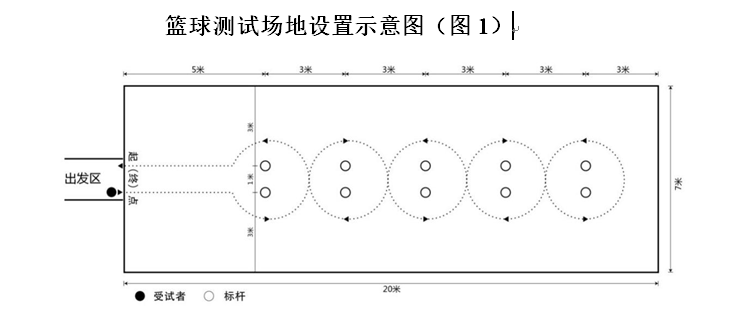 5米),篮球若干个(测试用球:男生采用7号球,女生采用6号球)