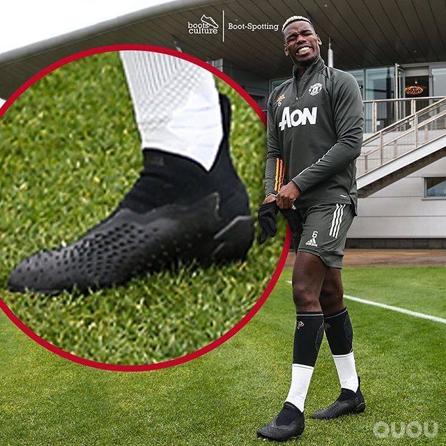 博格巴上脚新一代猎鹰测试小黑鞋