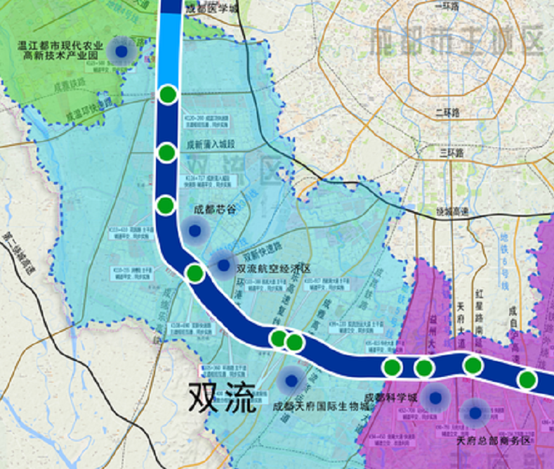 3公里起于剑南大道,止于温江区界重大功能性项目是成都市城市空间结构