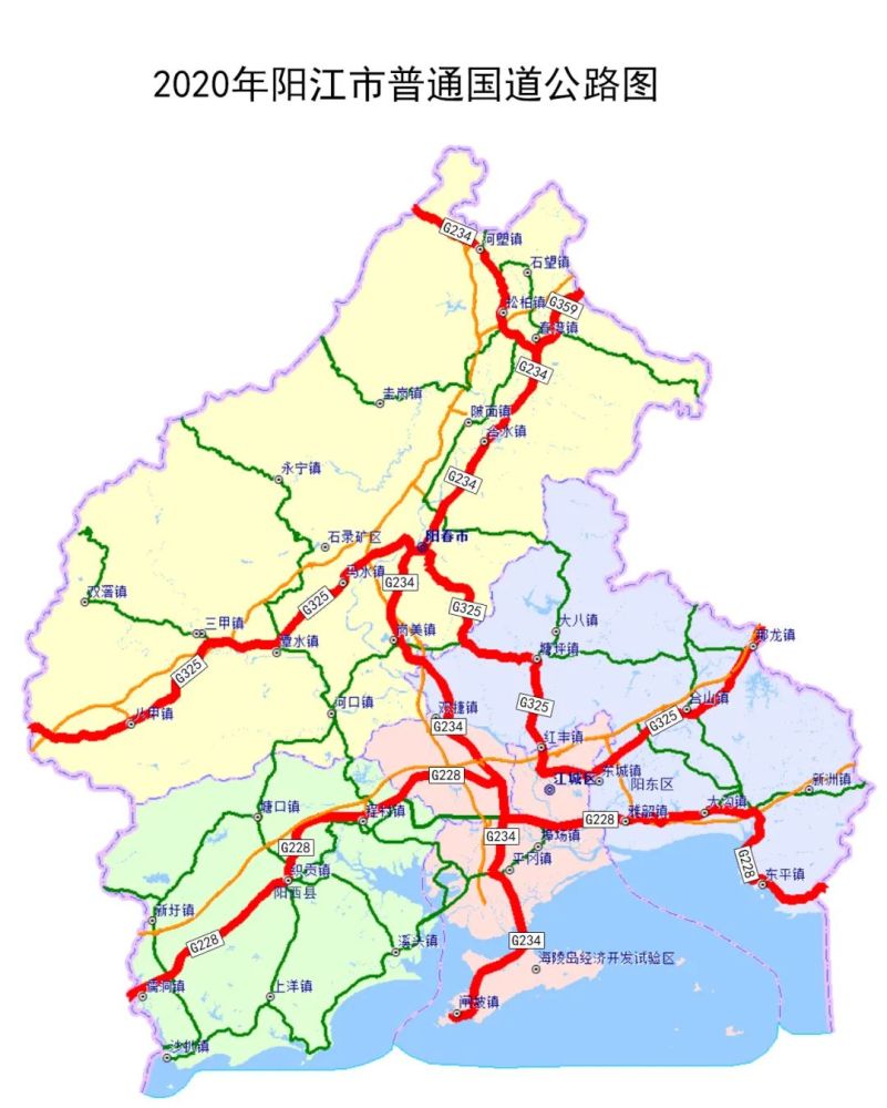 g234线,g325线,g359线已经调整为4条国道现在国家公路网