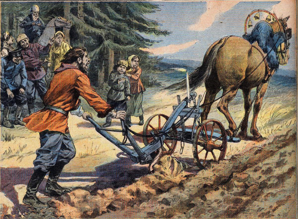 神圣罗马帝国农民犁地场景绘画