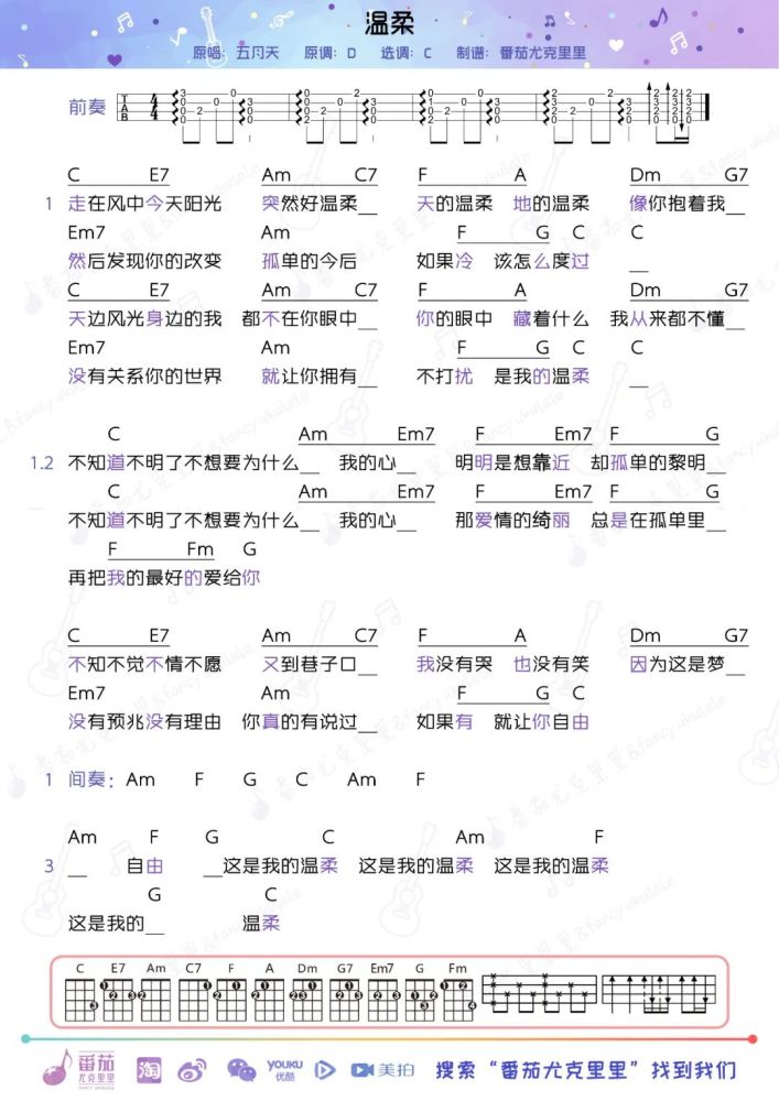 U指弹 走在风中 今天阳光突然好温柔 五月天 温柔 尤克里里指弹 教学 腾讯新闻