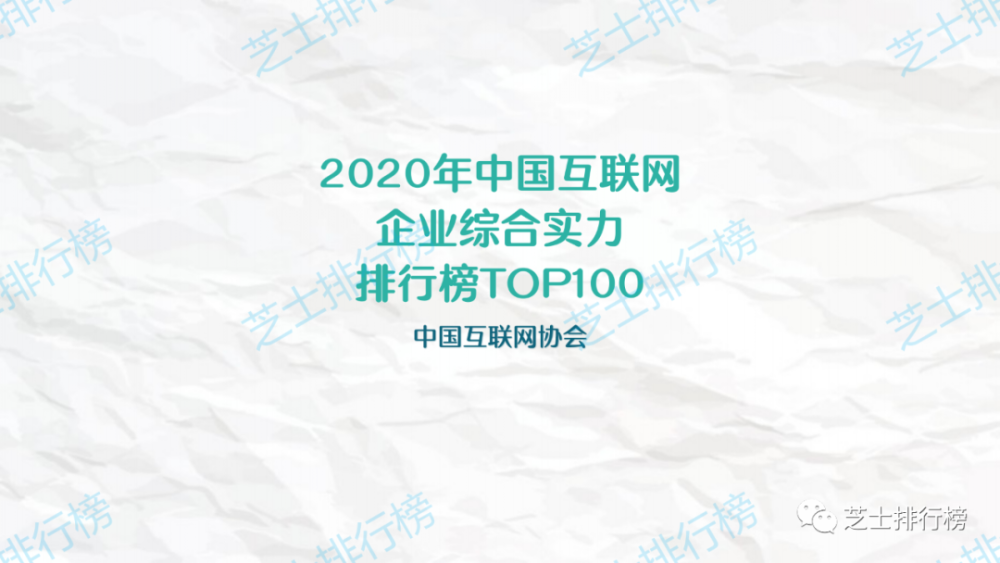 top100|2020年中国互联网企业综合实力排行榜TOP100