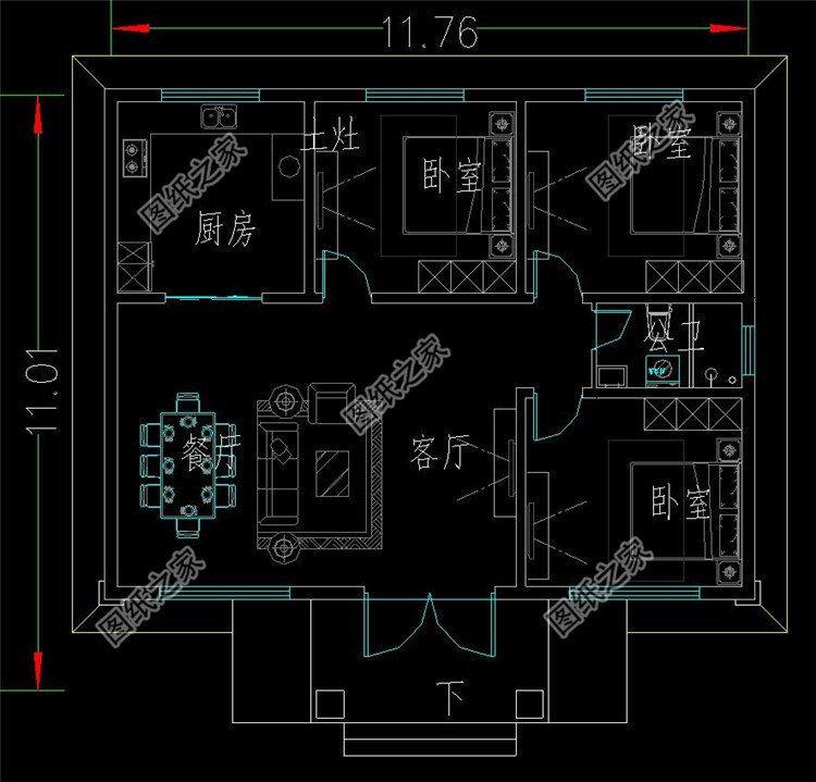 農村三室一廳一廚一衛平房圖簡單實用農村建房就要這樣建