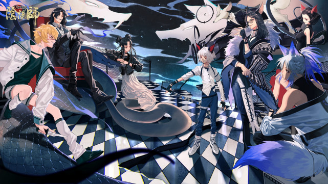 阴阳师 日亚服 蛇狐对决 插画 大蛇变黑道大佬 狐组人多势众 痒痒鼠 日亚 般若 国服 阴阳师 插画