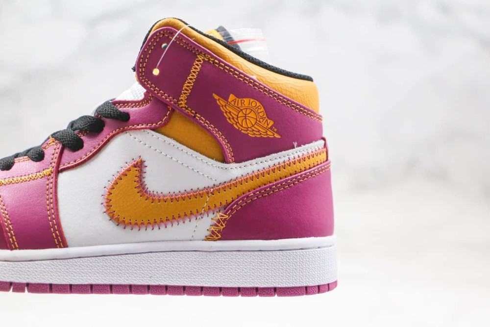 乔丹airjordan1mid中帮aj1亡灵节粉黄色篮球鞋