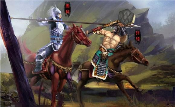 这里应该不算单挑,只能算混战,因为接着于禁和李典赶到与许褚一起夹击