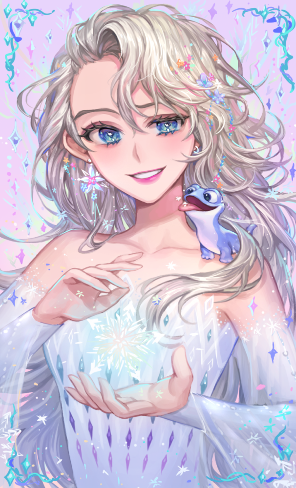 日漫风的迪士尼公主乐佩公主古灵精怪艾莎女王甜美梦幻