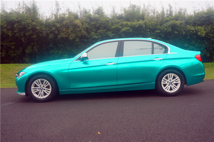 宝马三系全车改色水晶湖水绿teckwrap车身改色膜汇格车研汽车贴膜