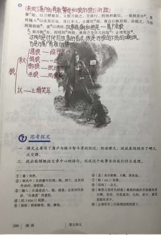 七年级语文上册第十八课《狼》课文笔记,预习和复习专用 - 265学校