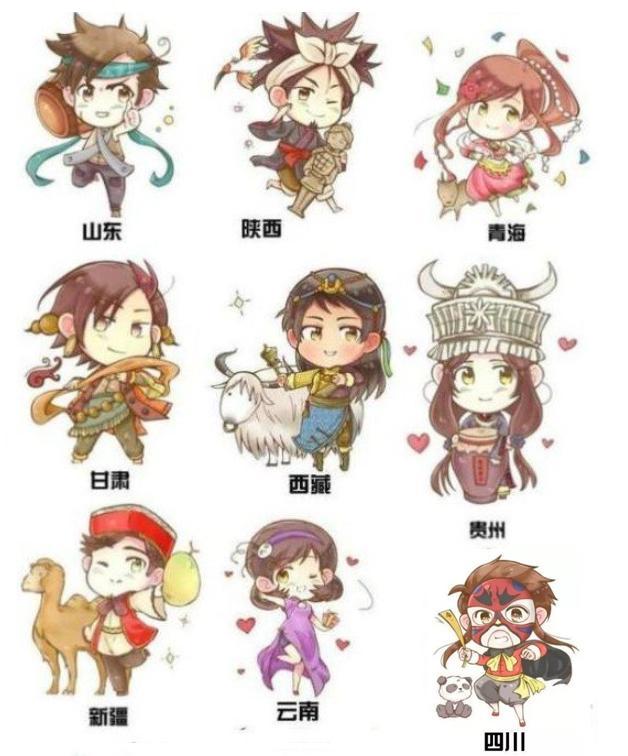第一组是我国北方的一些省份,不用我多说想必大家都很清楚这些拟人图