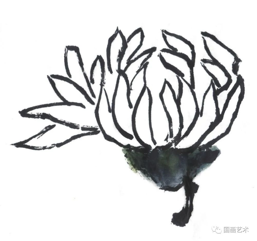 图文教程菊花花头的写意画法