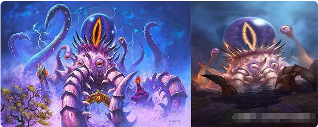 炉石四大古神新旧原图鉴赏,暗月马戏团恢复古神全貌