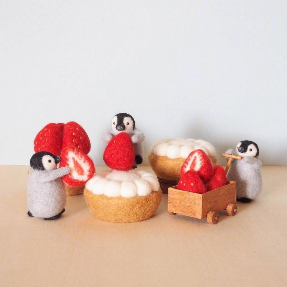 日本手工达人制作的羊毛毡作品企鹅和北极熊直接把我萌化了