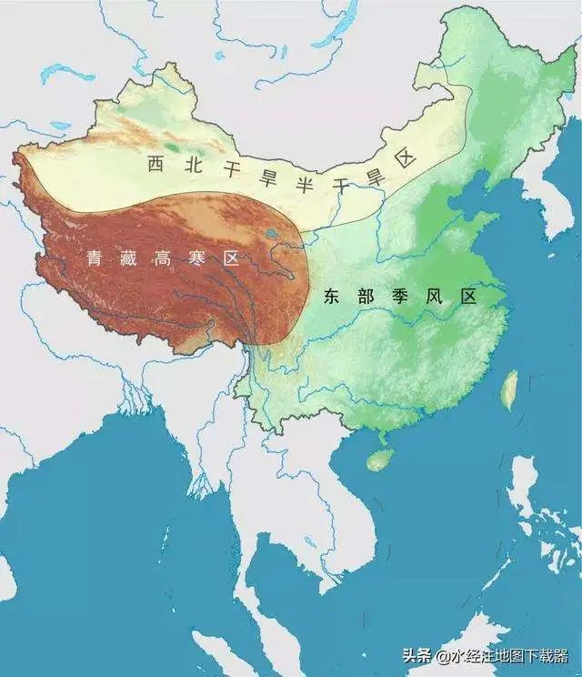 中国各地理分界线无水印高清地图