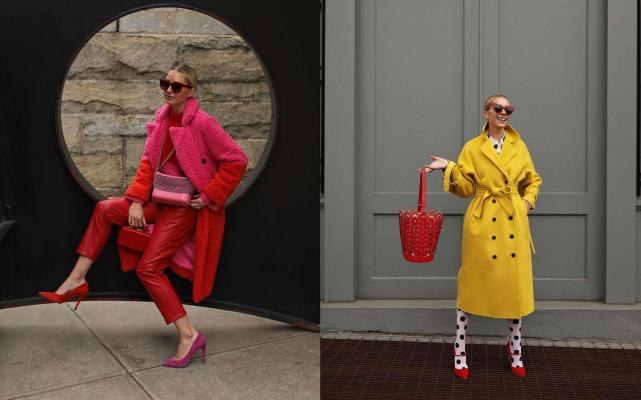 醒目夸张的红白配,用黄色腰带当点缀,惊艳中的一丝明媚,获得相得益彰