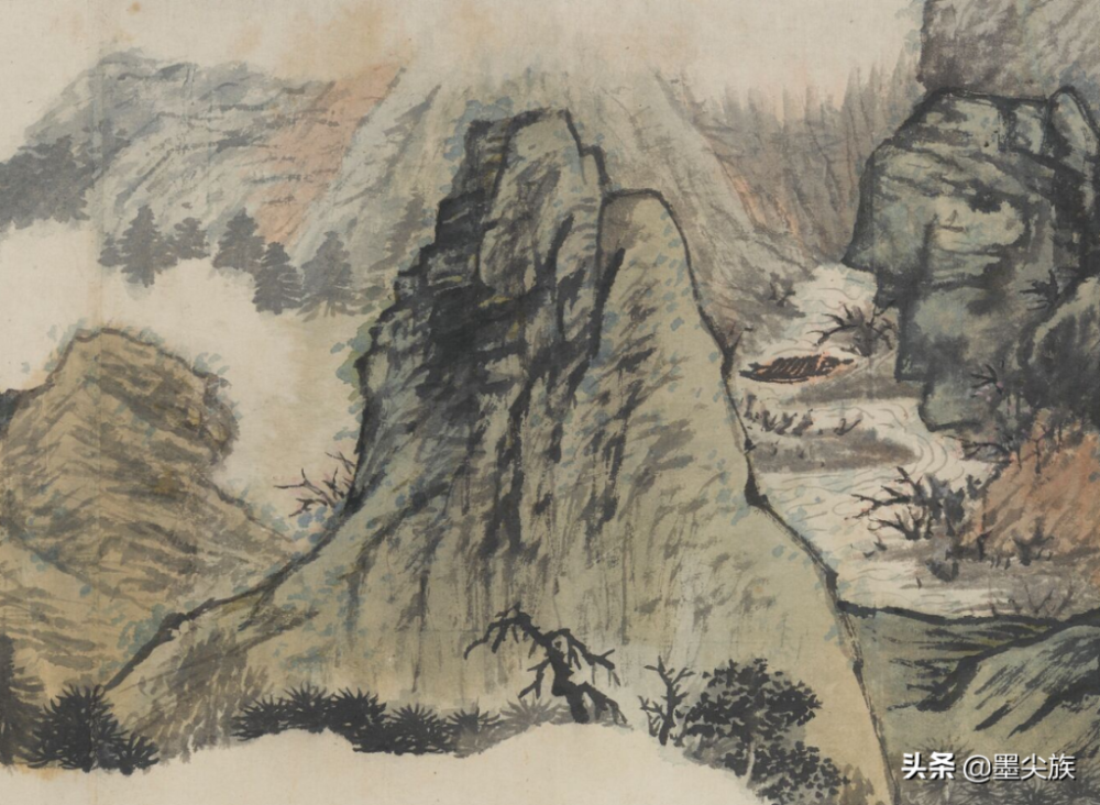 局部局部局部此图应为石涛游历天姥山桃源后作图赋诗,此卷画构图新奇