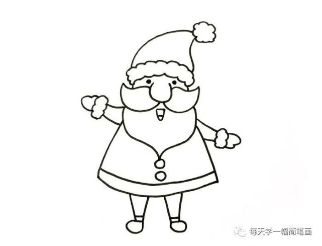 每天学一幅简笔画一步一步教画圣诞老人