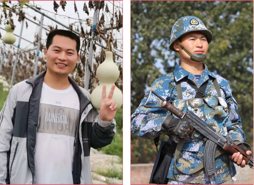 穿上了这一身海洋迷彩 成为了中国人民解放军光荣的一员 参军入伍 是