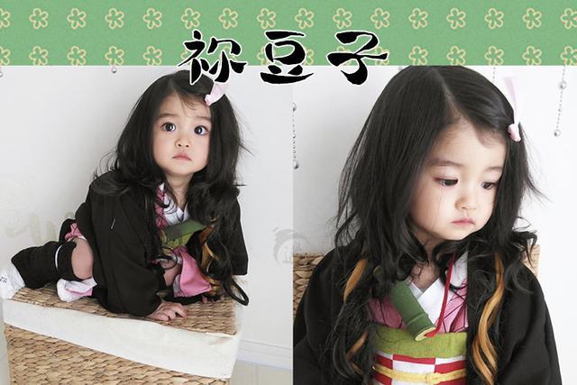 日本三岁小萝莉因cos可爱而走红,看完祢豆子那一刻我爱了